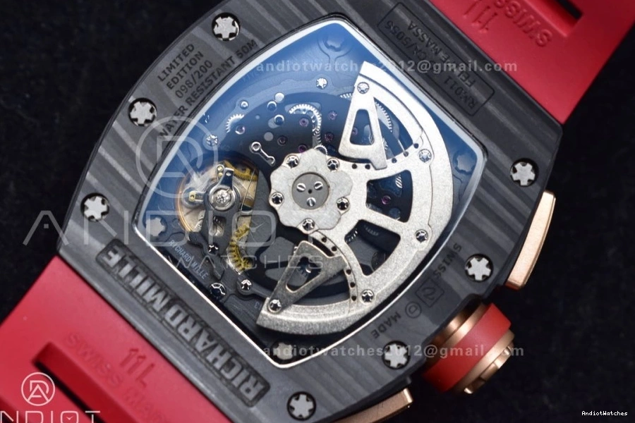 Lotus Edition 1020 RM011 Crystal Dial A7750 V Rubber Red on Strap ModernLook Best Chrono NTPT KVF 1:1 1117